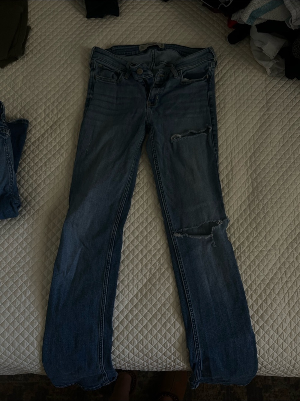 Hollister Dark Blue Distressed Bootcut Jeans